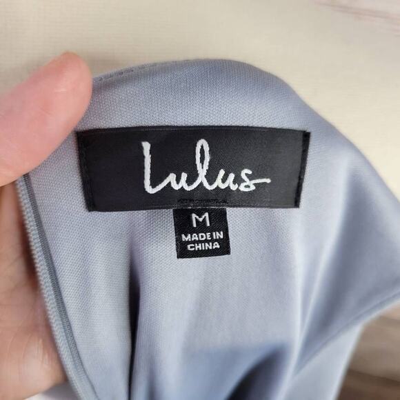 Lulus Sheer Determination Light Gray Mesh Skater Dress Size Medium - Picture 7 of 9